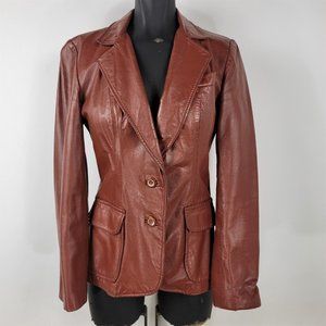 Vintage S&U Fashions New York Brown Leather Jacket Womens Size S/M